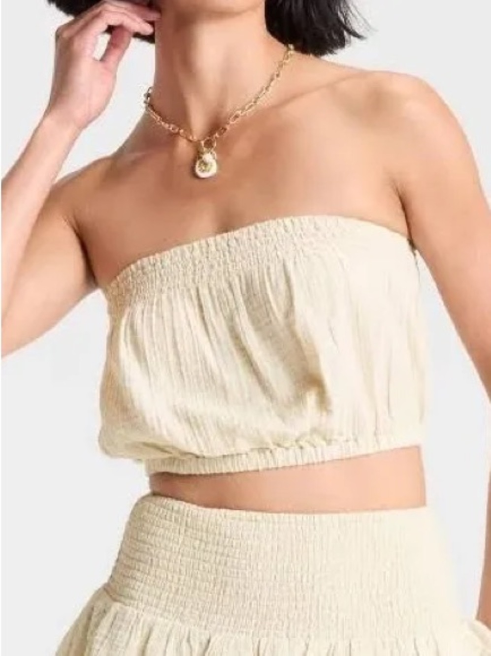 Universal Thread Crinkle Gauze 100% Cotton Tan Tube Top Size Medium
